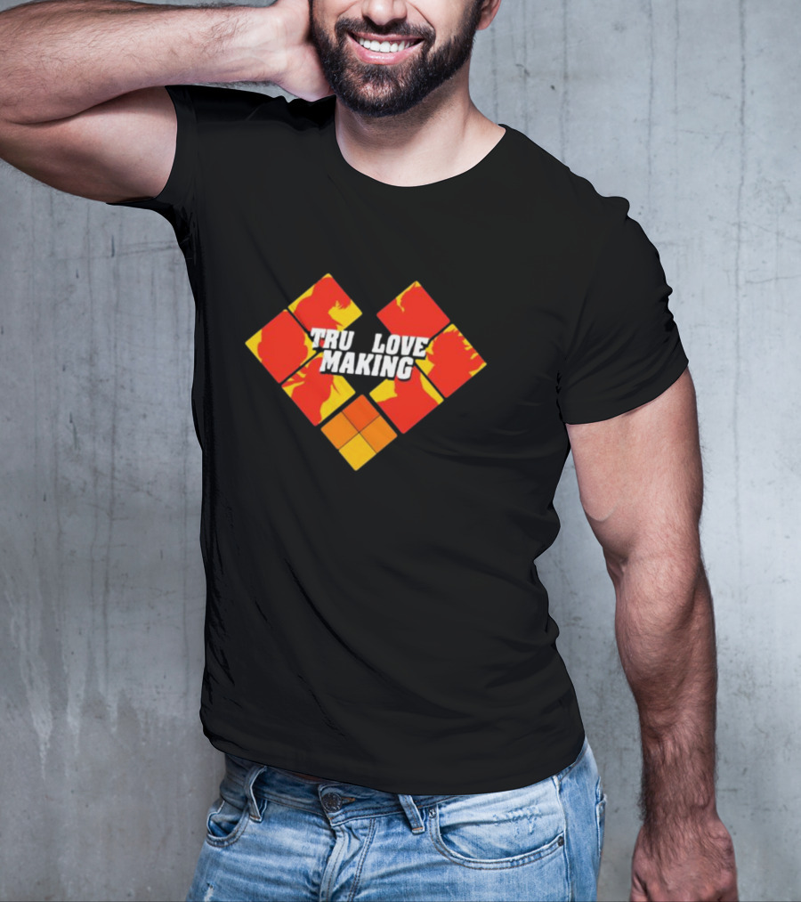 TRU LOVE MAKING Red And Yellow Geometric Heart T-Shirt