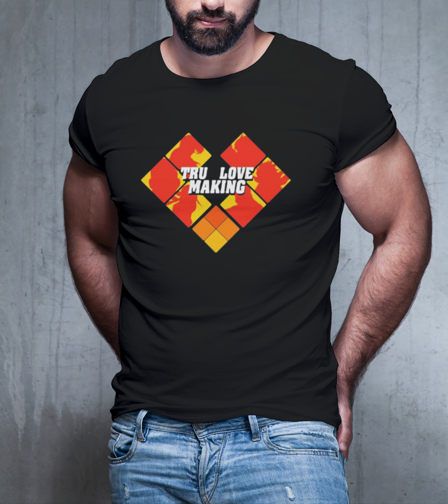 TRU LOVE MAKING Red And Yellow Geometric Heart T-Shirt