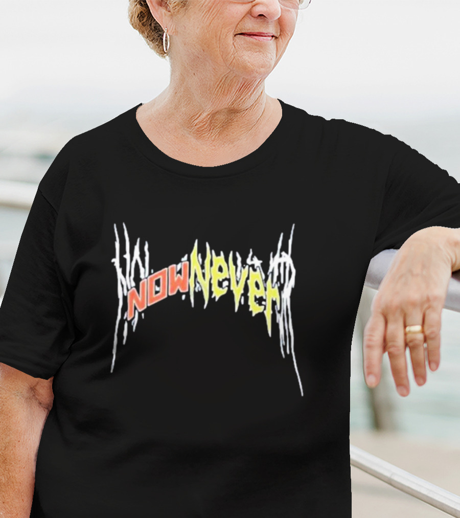 Xplr Now Never Band Text In Stylized Distorted Font T-Shirt