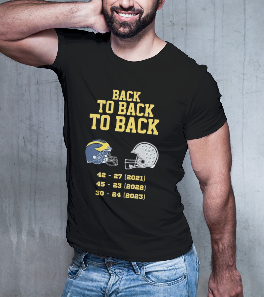Back To Back To Back Funny Michigan Wolverines Football Free Jim Harbaugh Game T-Shirt