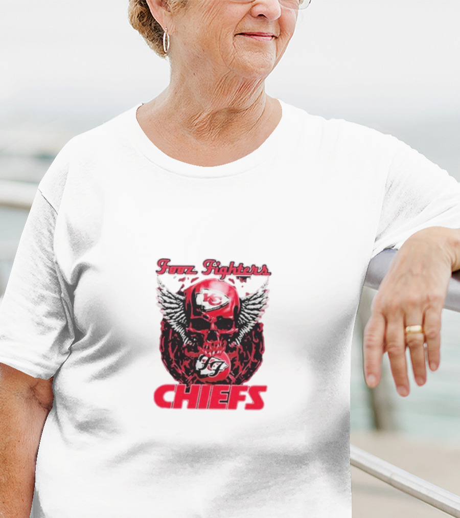 Fooz Fighters Kansas City Chiefs Skull Wings T-Shirt