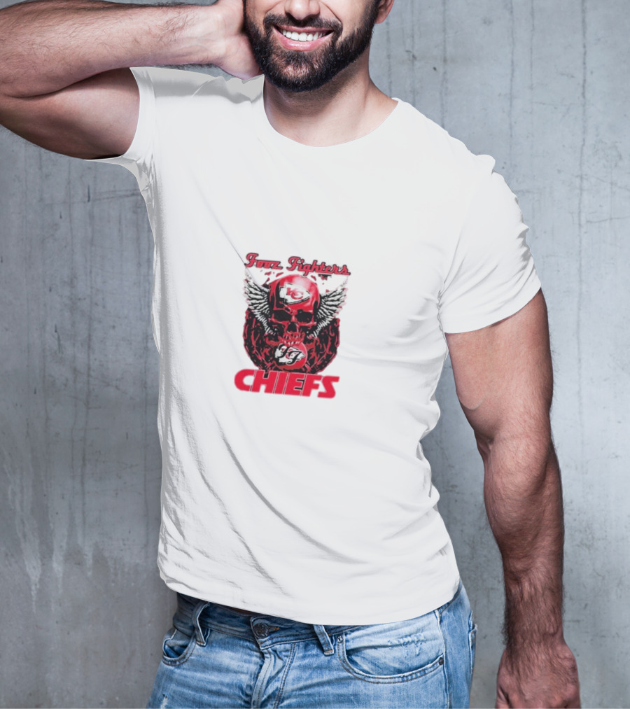 Fooz Fighters Kansas City Chiefs Skull Wings T-Shirt