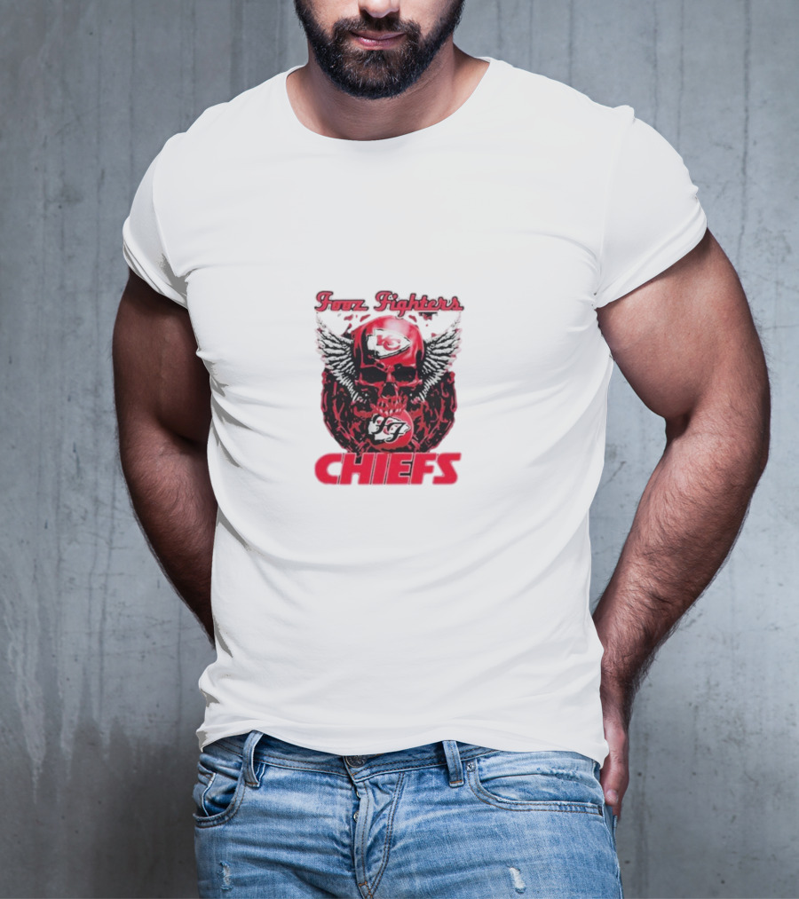 Fooz Fighters Kansas City Chiefs Skull Wings T-Shirt
