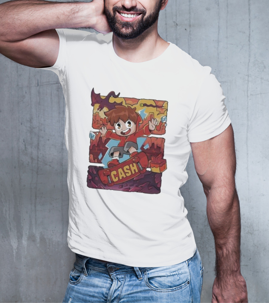 Cash Red Hot Skateboarder Adventure With Dragon And Gems T-Shirt