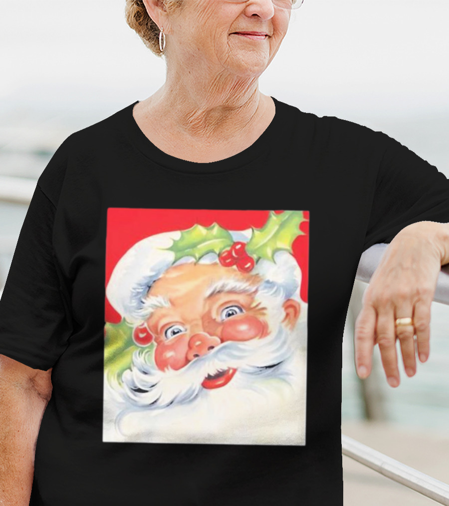 Christmas Jolly Santa Claus Holly Berries Festive Cheer T-Shirt
