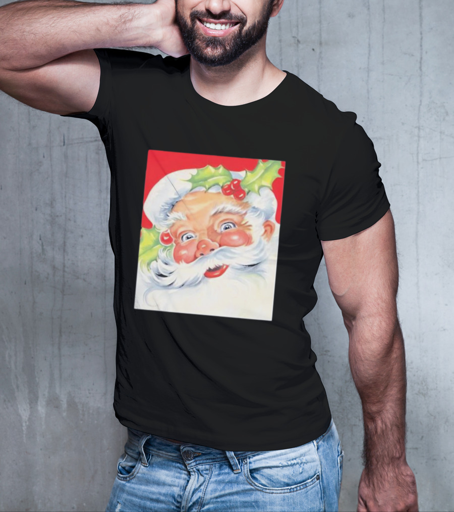 Christmas Jolly Santa Claus Holly Berries Festive Cheer T-Shirt
