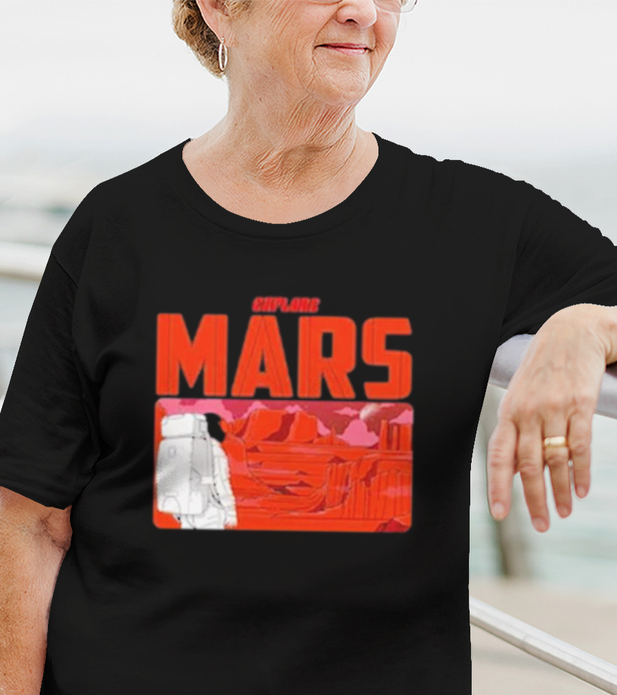 Explore Mars Astronaut Adventure Red Landscape T-Shirt