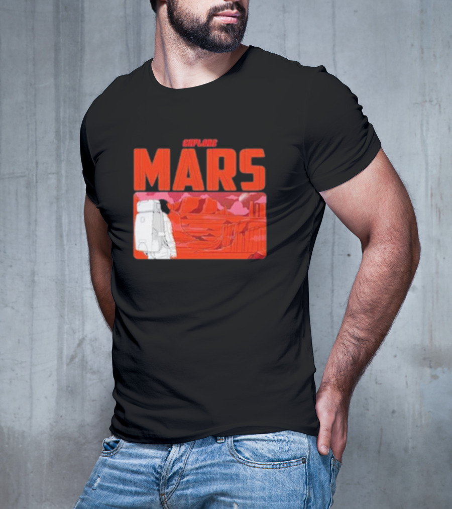 Explore Mars Astronaut Adventure Red Landscape T-Shirt
