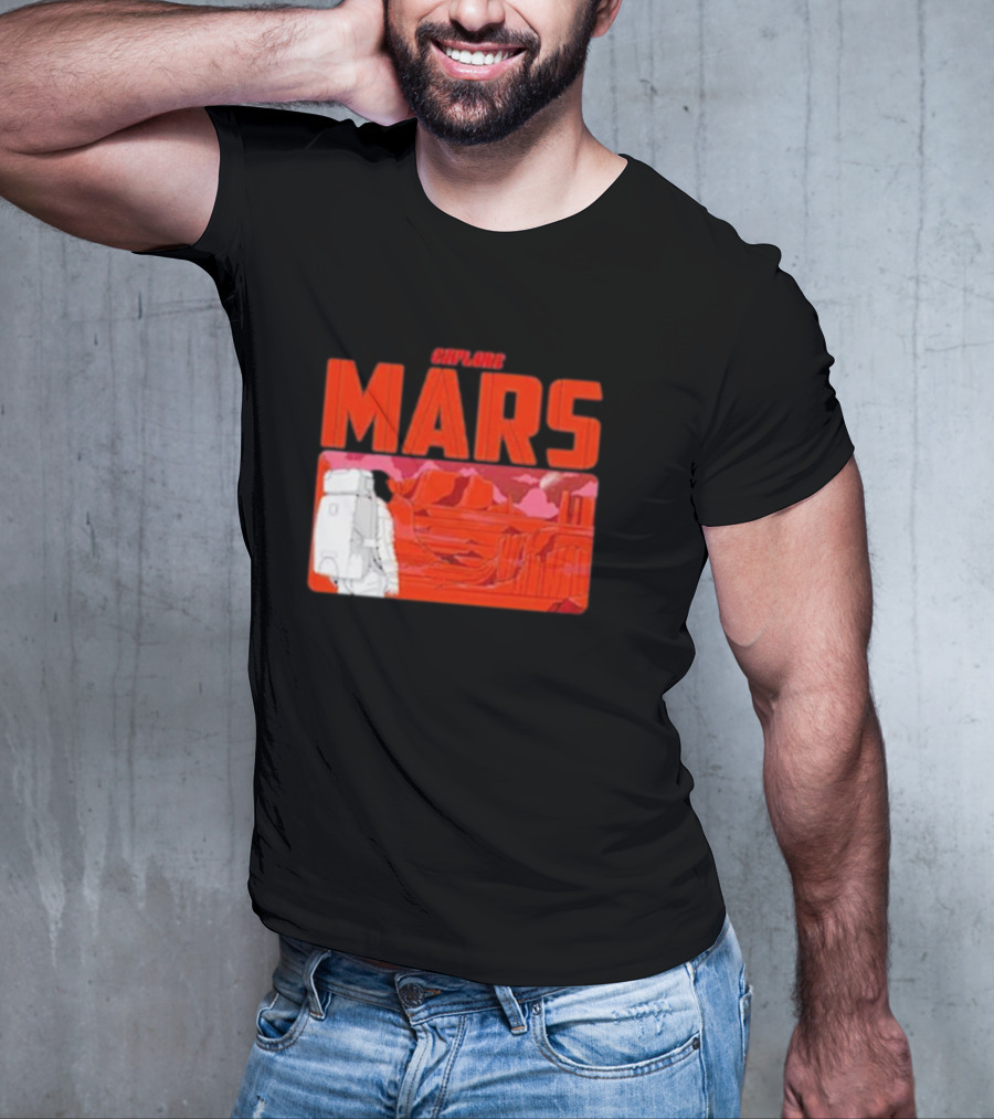 Explore Mars Astronaut Adventure Red Landscape T-Shirt