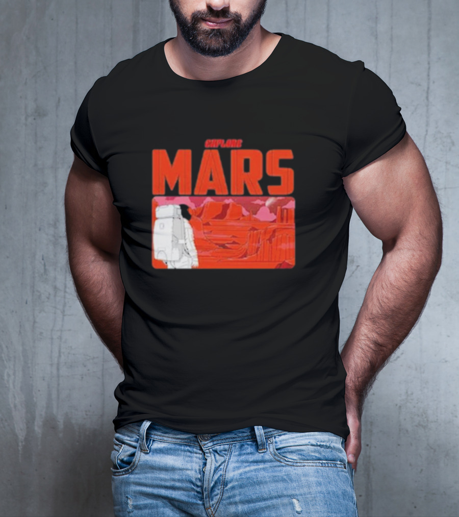 Explore Mars Astronaut Adventure Red Landscape T-Shirt