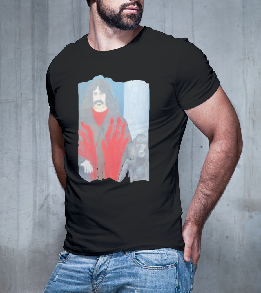 Jackey Neyman Jones Frank Zappa The Master Mashup With Red Hand Prints T-Shirt