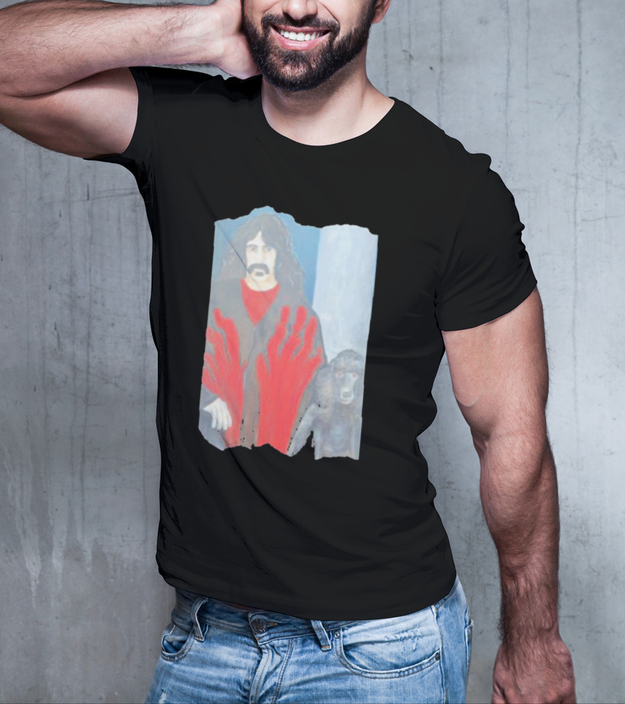 Jackey Neyman Jones Frank Zappa The Master Mashup With Red Hand Prints T-Shirt