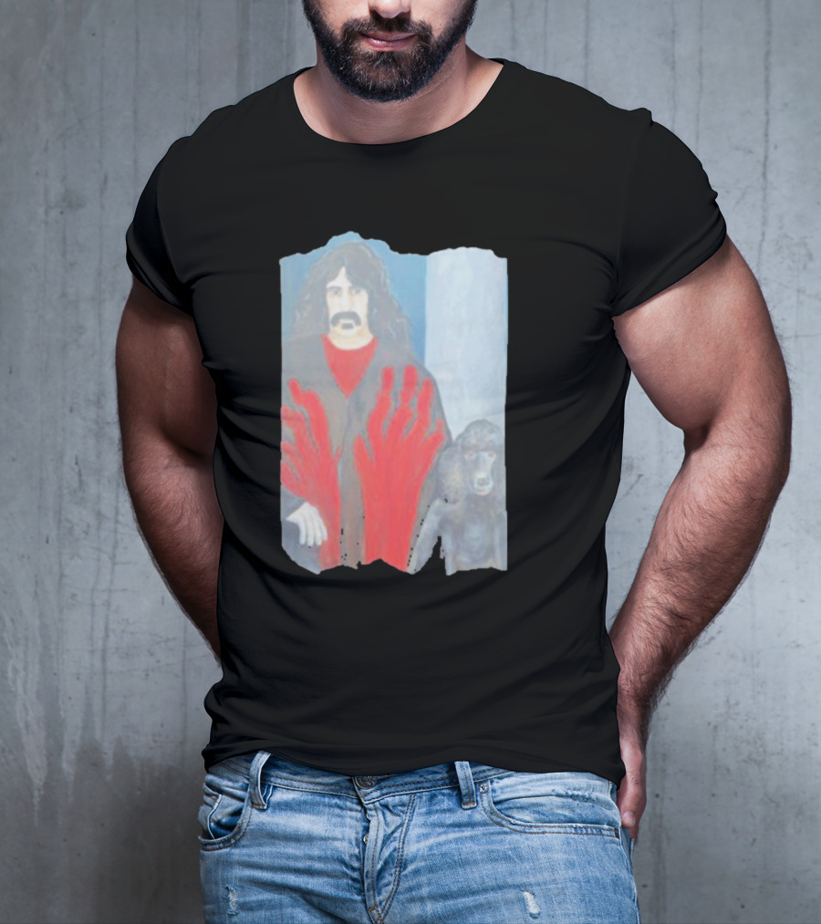 Jackey Neyman Jones Frank Zappa The Master Mashup With Red Hand Prints T-Shirt