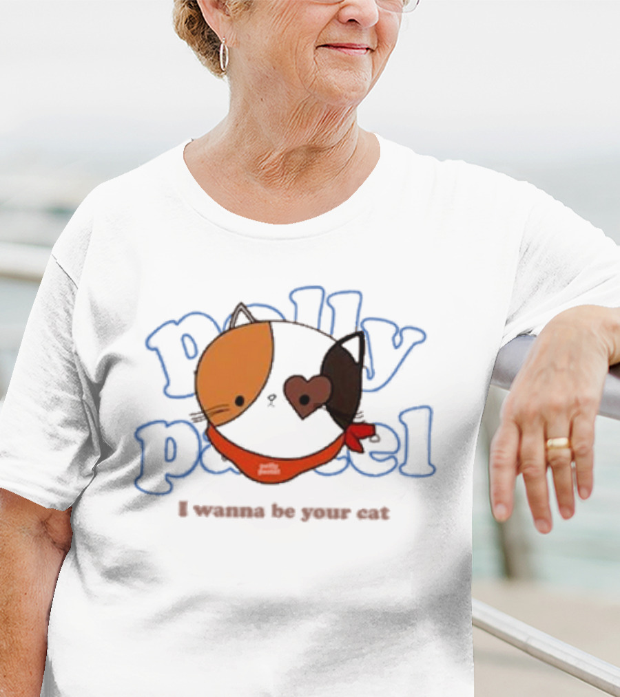 Polly Pastel I Wanna Be Your Cat With Heart-Eyed Kitten Wearing Bandana T-Shirt