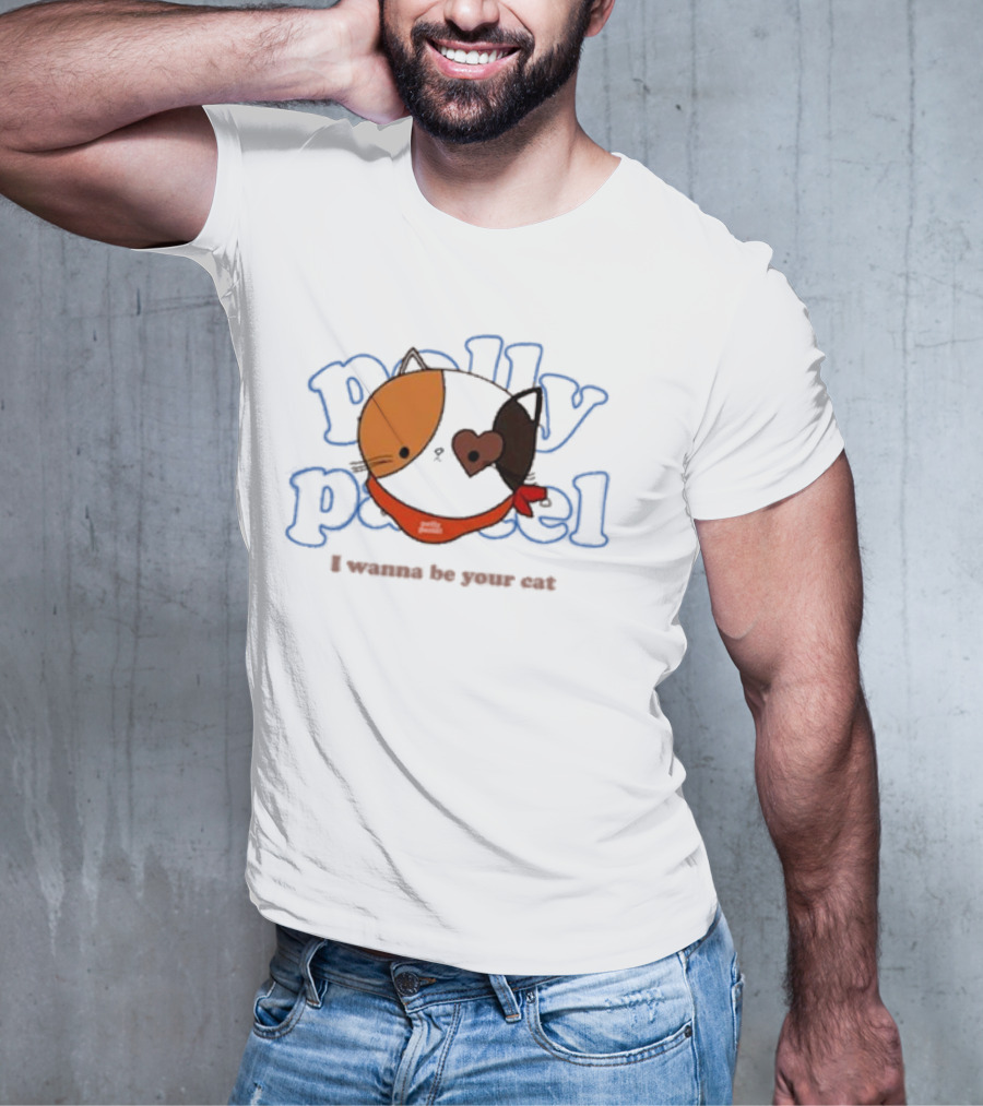 Polly Pastel I Wanna Be Your Cat With Heart-Eyed Kitten Wearing Bandana T-Shirt