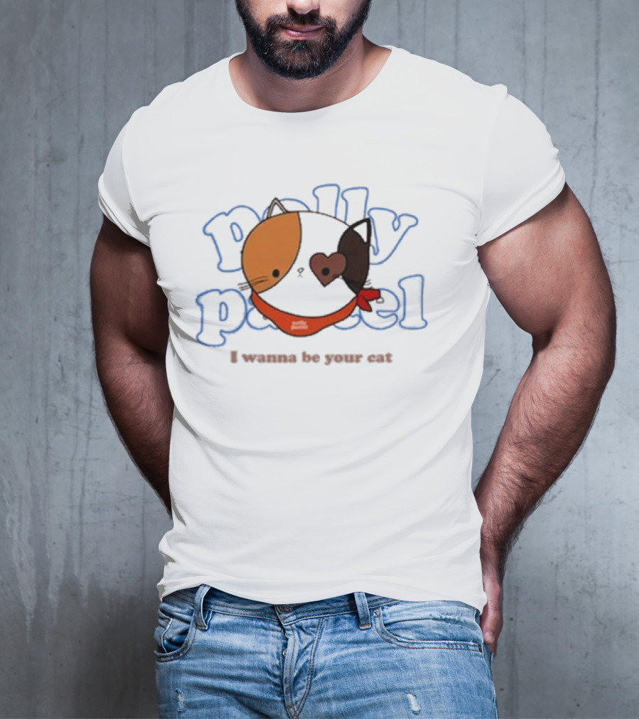 Polly Pastel I Wanna Be Your Cat With Heart-Eyed Kitten Wearing Bandana T-Shirt