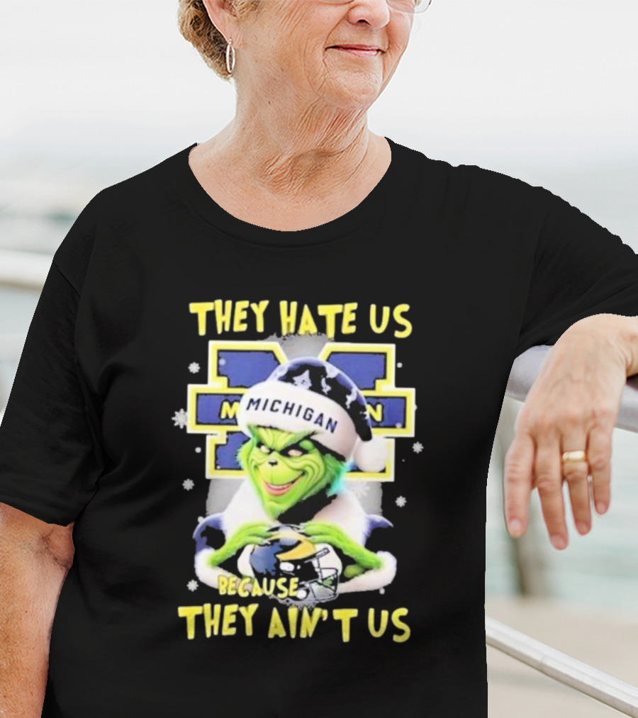 They Hate Us Because They Ain't Us Santa Grinch Michigan Wolverines T-Shirt