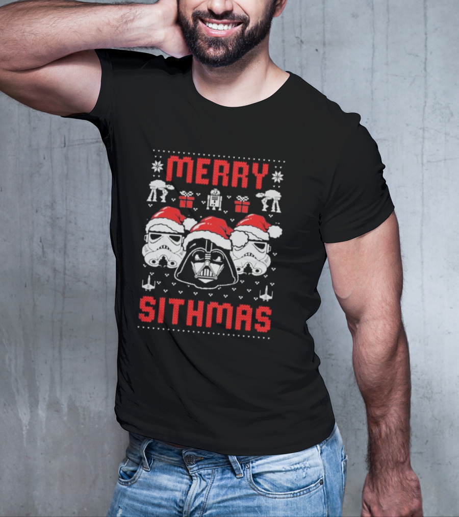 Merry Sithmas Star Wars Darth Vader Stormtrooper Santa Robot Holiday T-Shirt