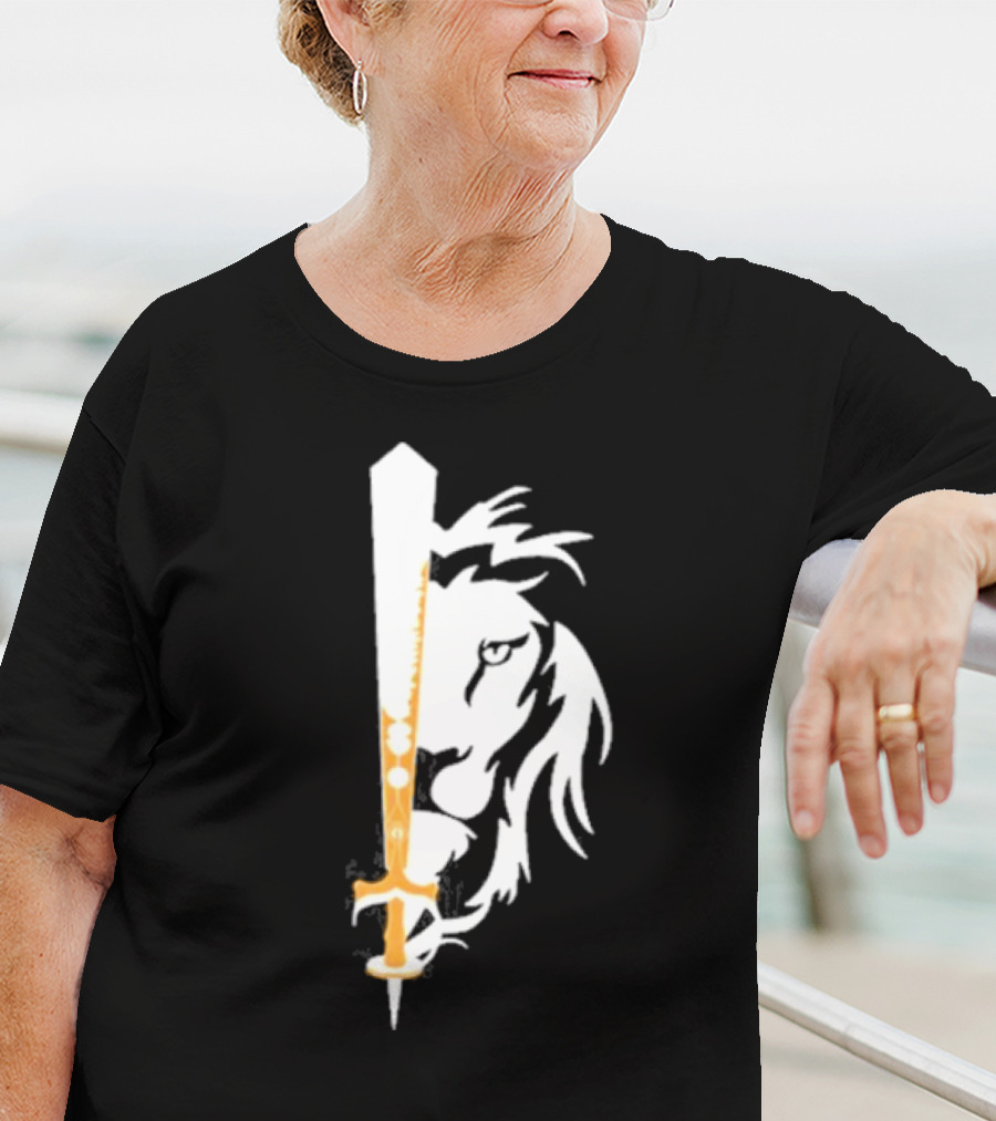 Real Sikh Lion And Sword Blackout Gold T-Shirt