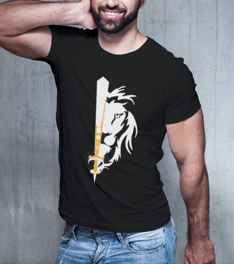 Real Sikh Lion And Sword Blackout Gold T-Shirt