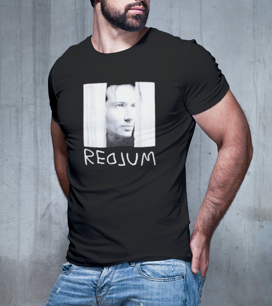 Redrum The Shining Redlum Johnny Face Peeking Through Door T-Shirt