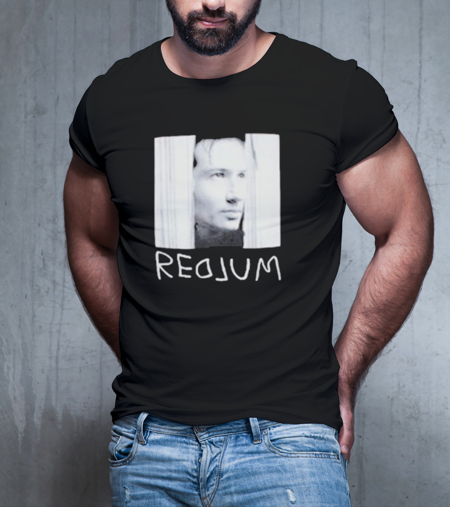 Redrum The Shining Redlum Johnny Face Peeking Through Door T-Shirt