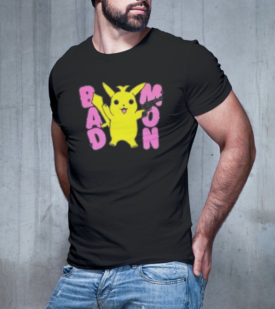 Bad Mon Pikachu With Pink Bold Letters T-Shirt