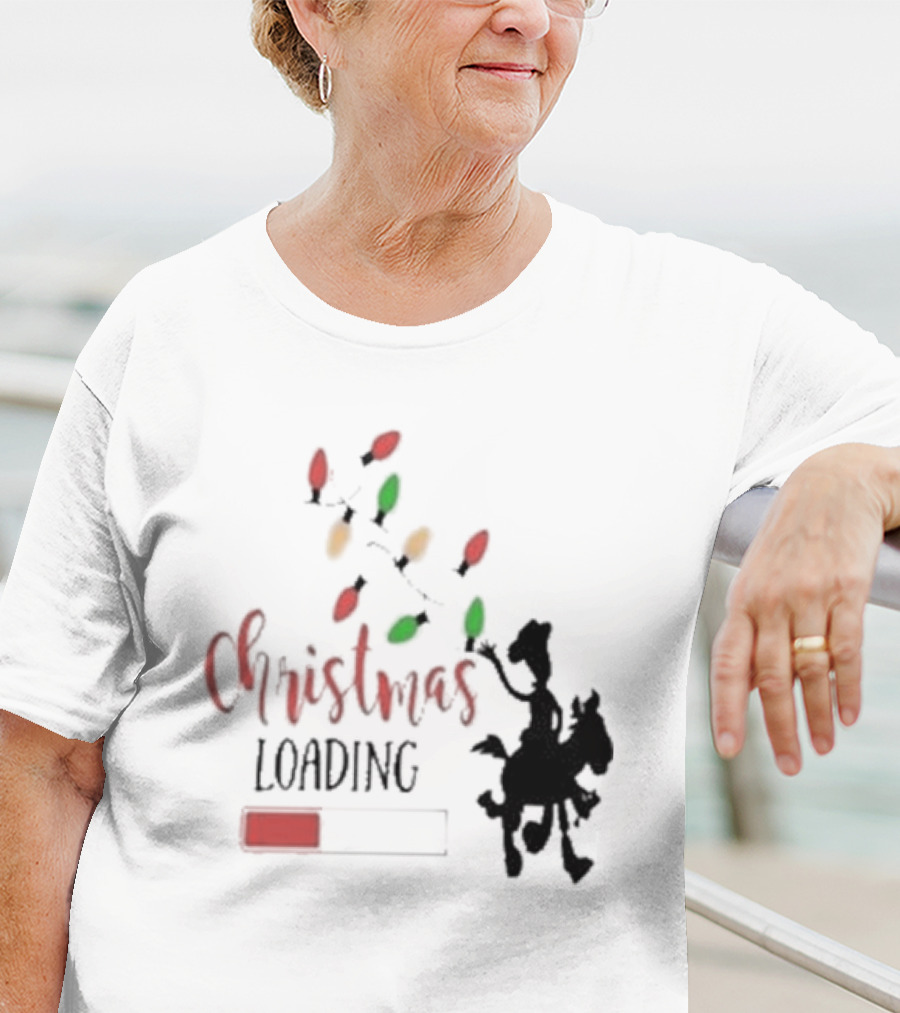 Christmas Loading Cowboy Silhouette With Festive Lights T-Shirt