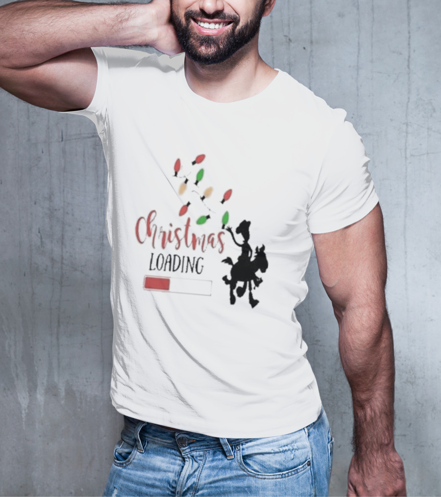 Christmas Loading Cowboy Silhouette With Festive Lights T-Shirt