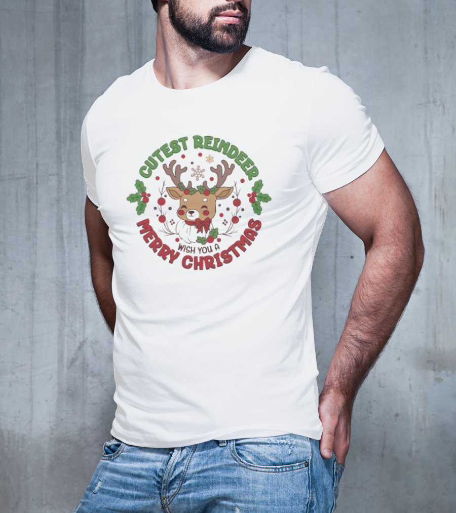 Cutest Reindeer Merry Christmas Wish You A T-Shirt