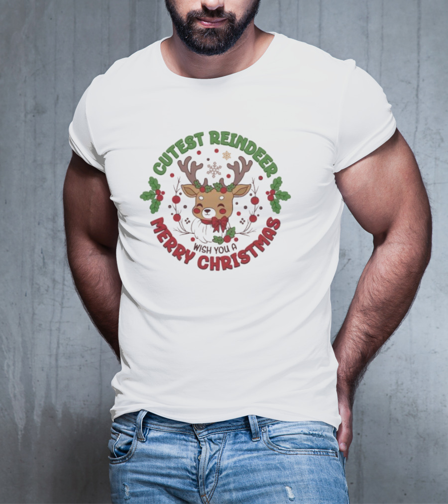 Cutest Reindeer Merry Christmas Wish You A T-Shirt