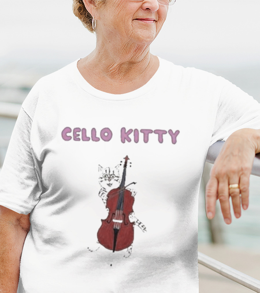 Cello Kitty Cat With Red Cello T-Shirt