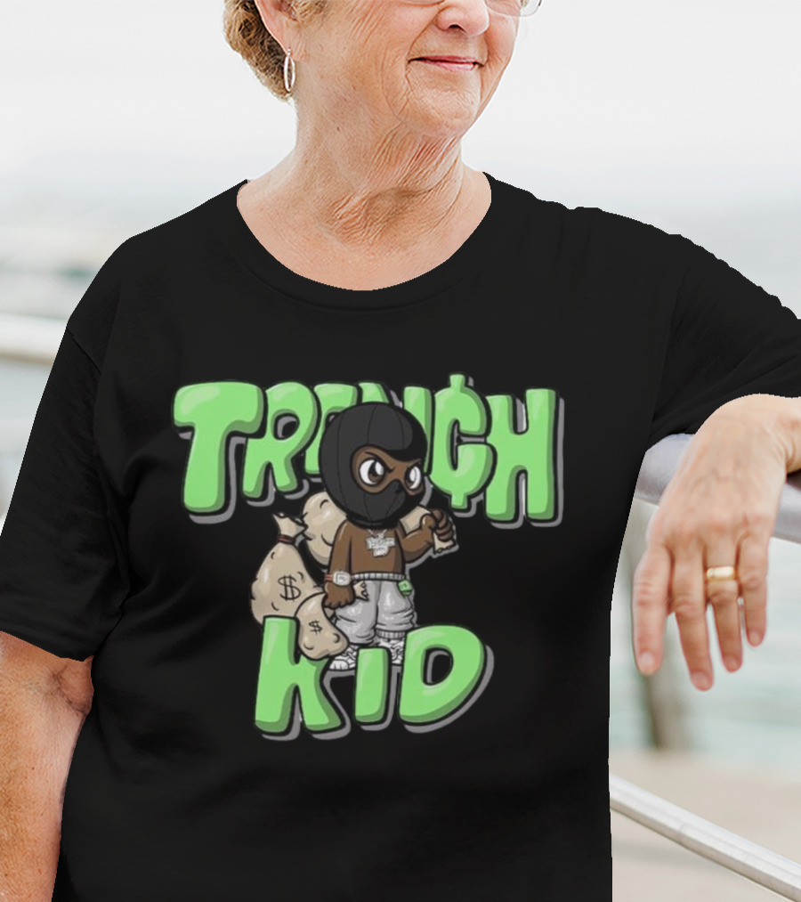 Lil Tjay Trench Kid Black Mask Money Bag T-Shirt