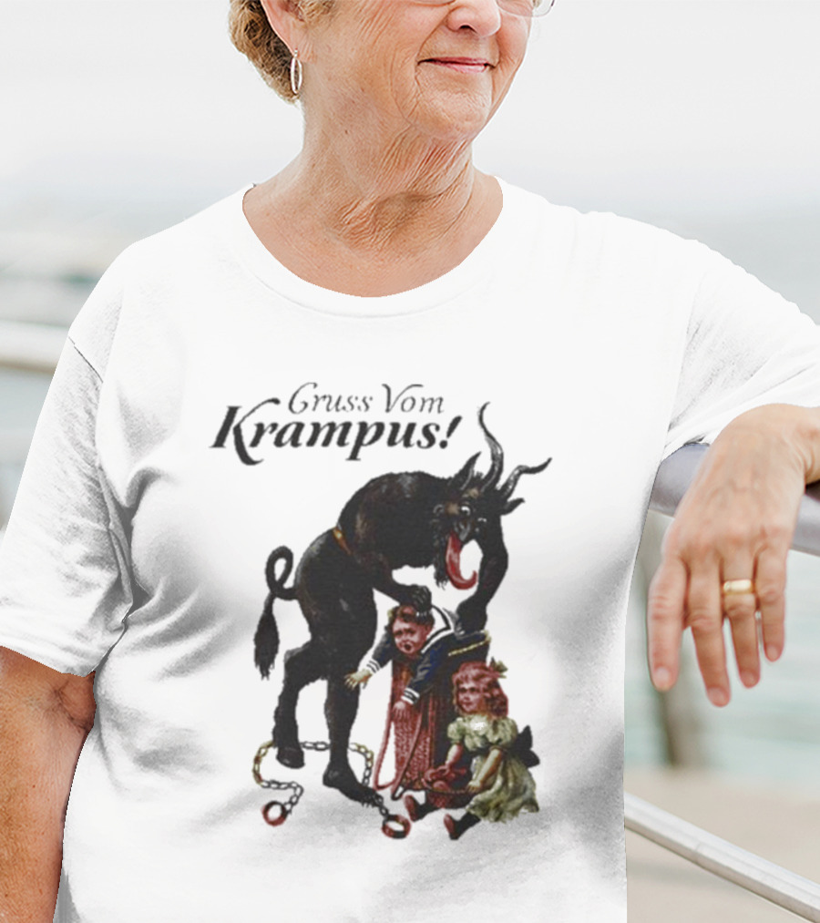 Meowy Krampus Gruss Vom Krampus Christmas Feline Holiday Mischief T-Shirt