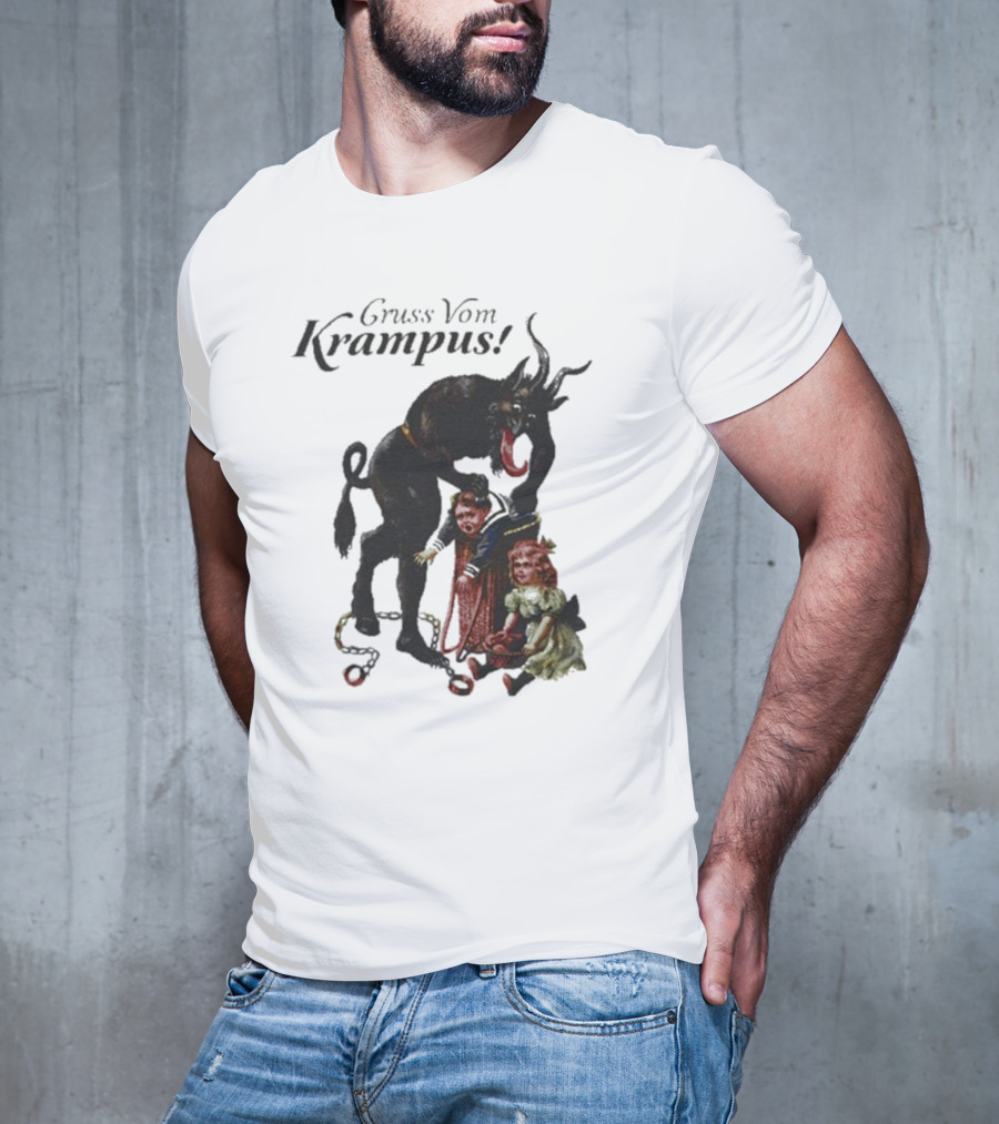 Meowy Krampus Gruss Vom Krampus Christmas Feline Holiday Mischief T-Shirt