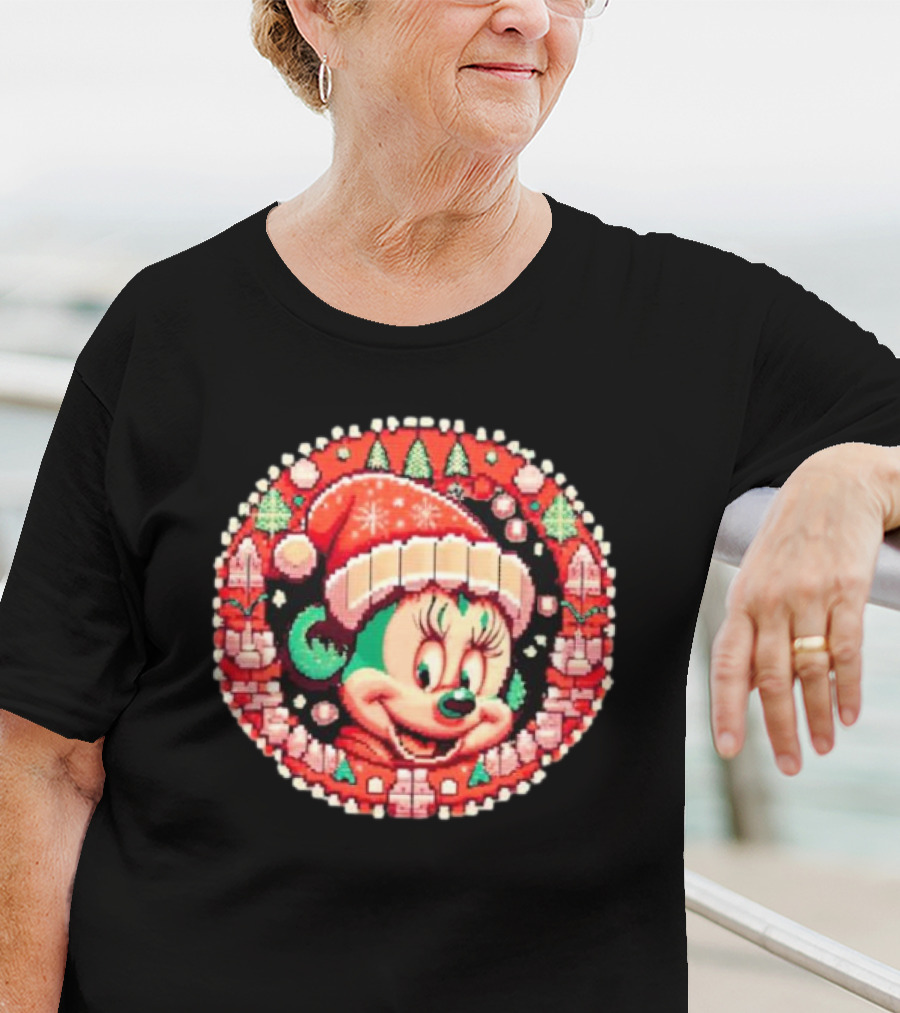 Minnie Mouse Christmas Sparkle Disney Magic Festive Holiday Santa Hat T-Shirt