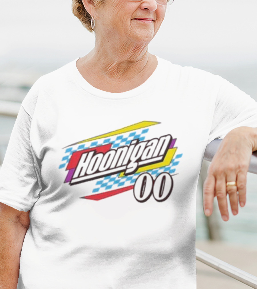 Best Hoonigan 00 Racing Style Checkered Stripes T-Shirt