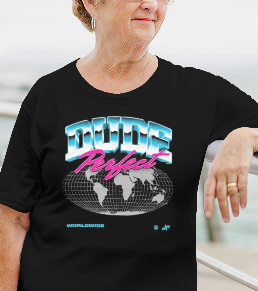 Dude Perfect Worldwide Overglow JP Retro Map T-Shirt