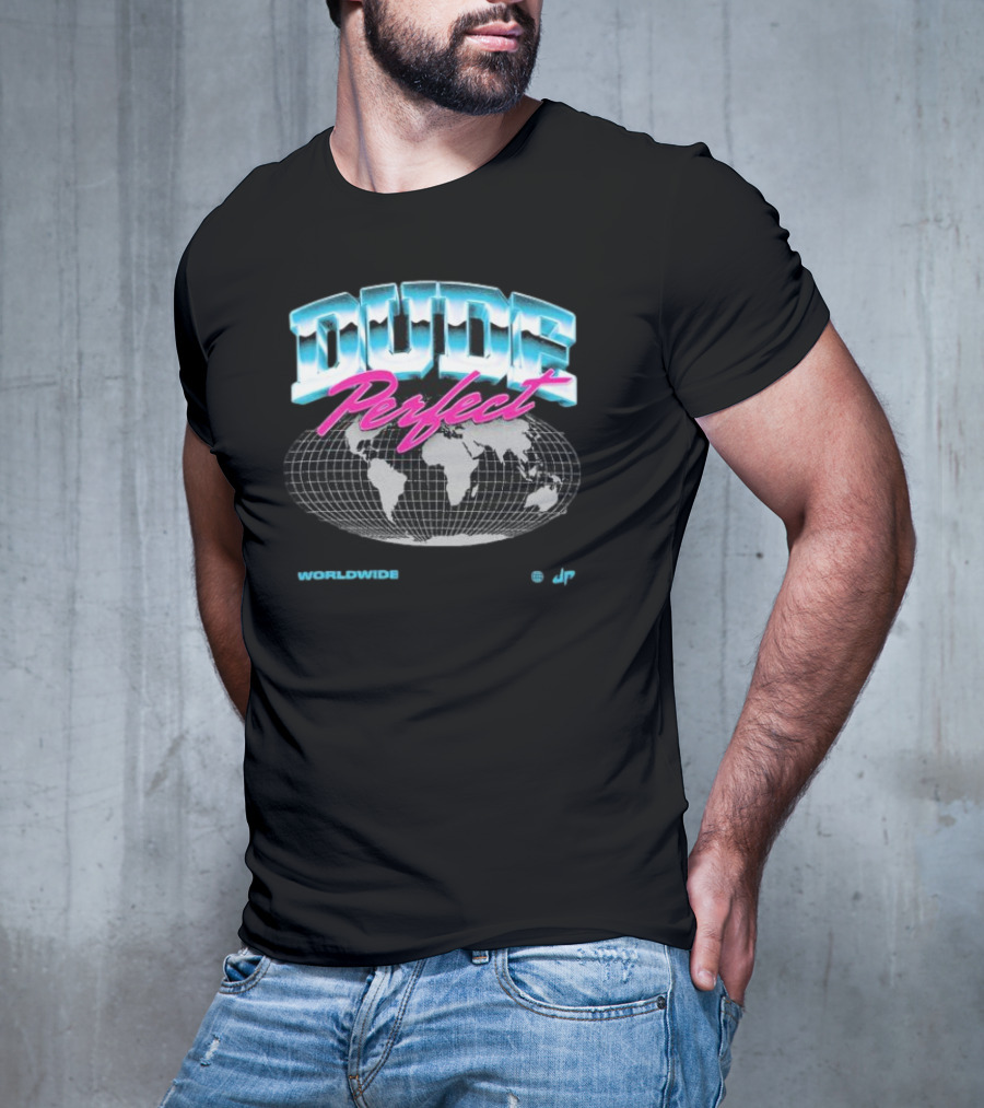 Dude Perfect Worldwide Overglow JP Retro Map T-Shirt