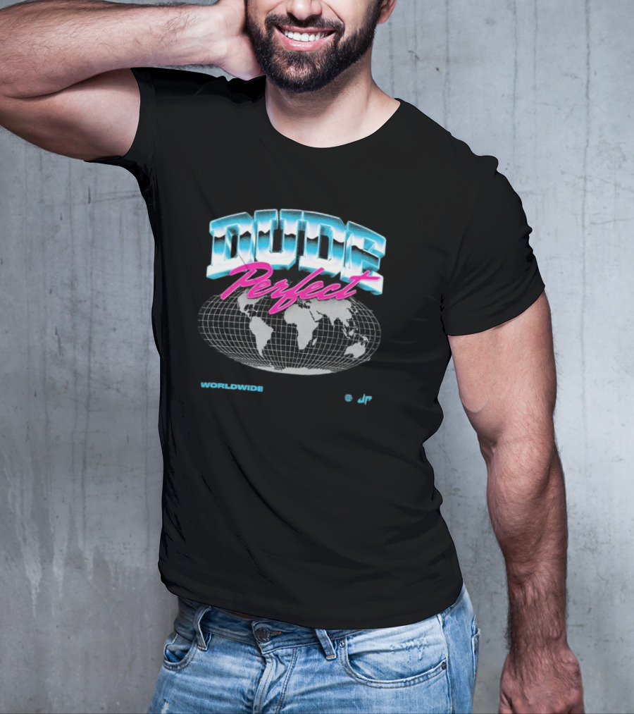 Dude Perfect Worldwide Overglow JP Retro Map T-Shirt