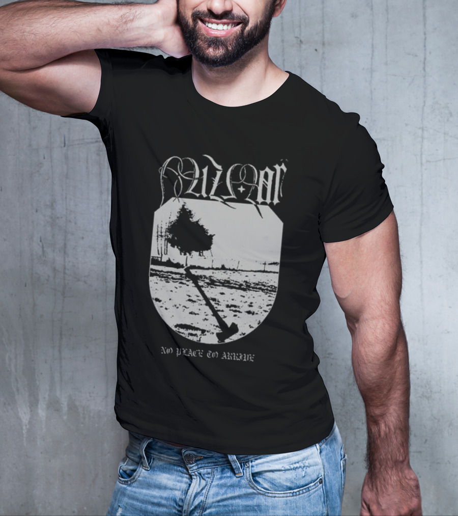 Mizmor No Place To Arriwe Black Metal Shield And Forest Scene T-Shirt