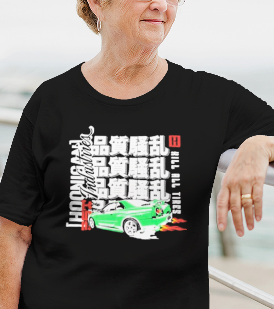 Hoonigan Industries Kill All Tires Green Car T-Shirt