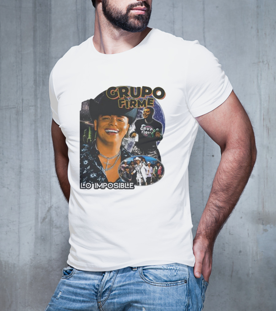 Grupo Firme Lo Imposible Cactus Cowboy Space Collage T-Shirt