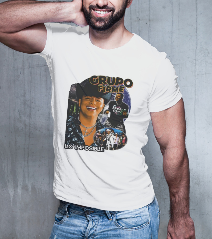 Grupo Firme Lo Imposible Cactus Cowboy Space Collage T-Shirt
