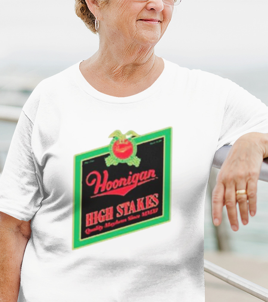 Hoonigan High Stakes Quality Mayhem Since MMXI Retro Apple Crate Label T-Shirt