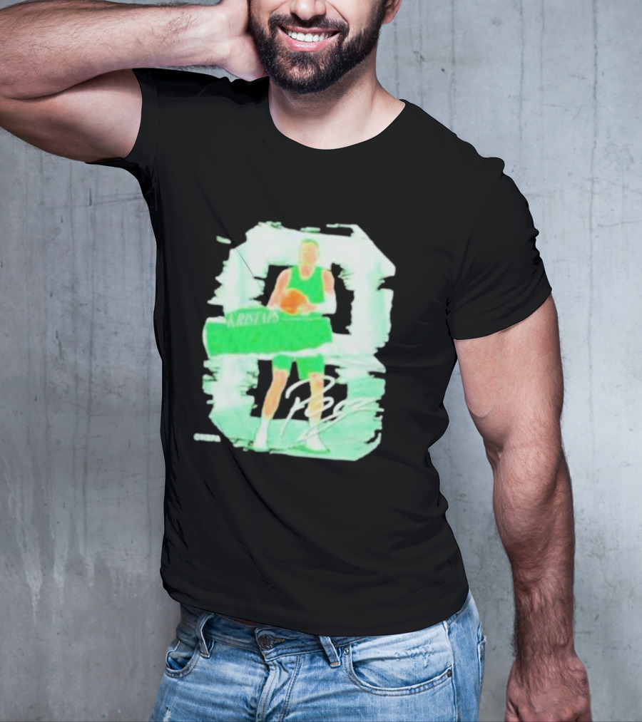 Kristaps Porzingis Boston Green Signature Basketball Player T-Shirt