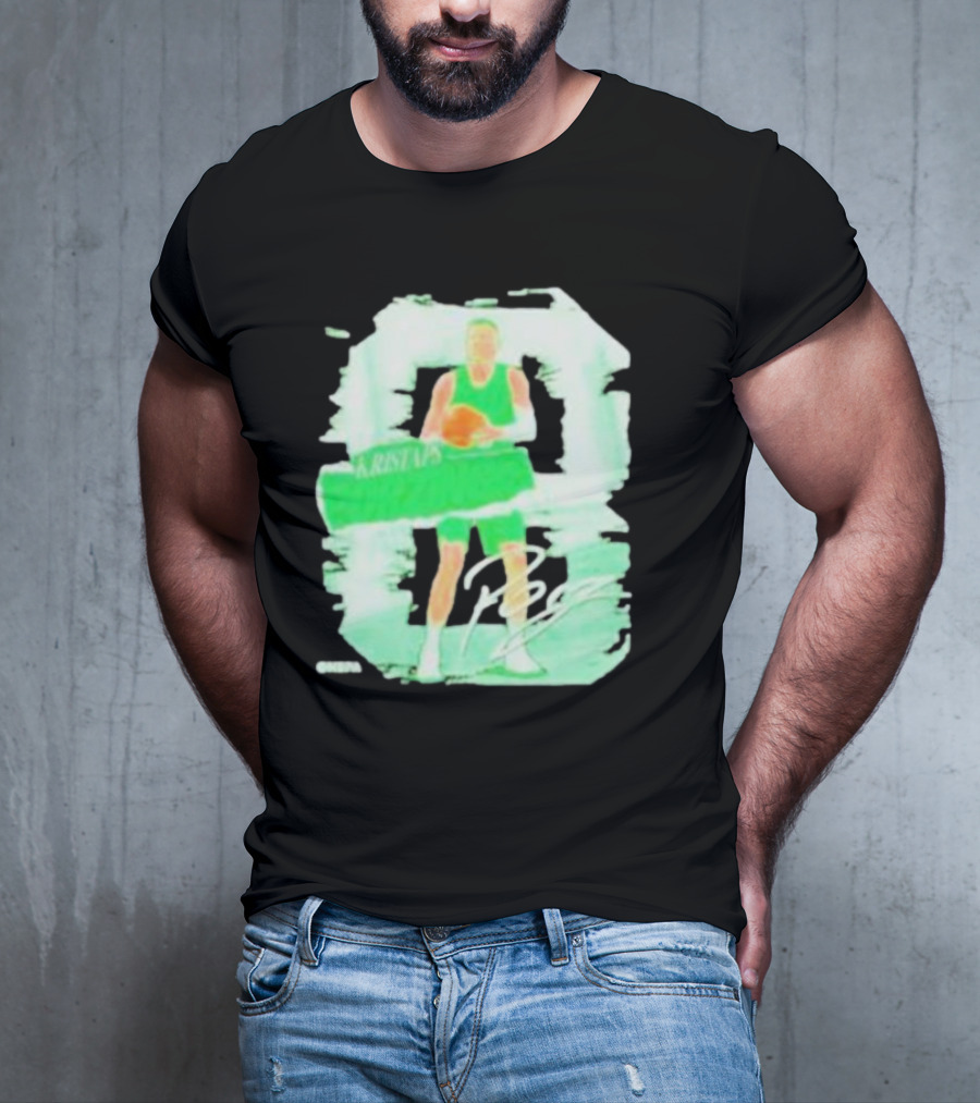 Kristaps Porzingis Boston Green Signature Basketball Player T-Shirt