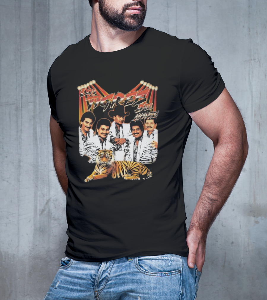 Los Tigres Del Norte Band Members With Tiger Image T-Shirt