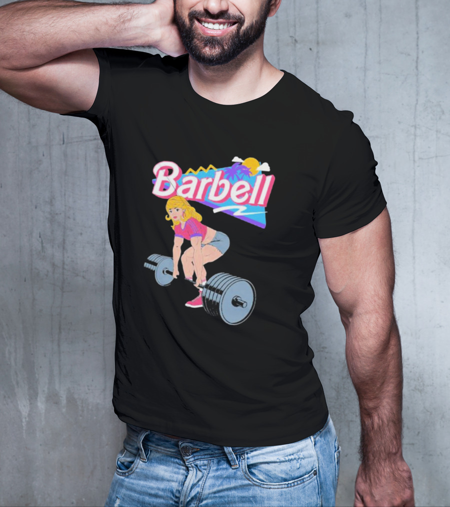 Barbie Lifting Barbell Retro Beach Sunset Fitness Aesthetic T-Shirt