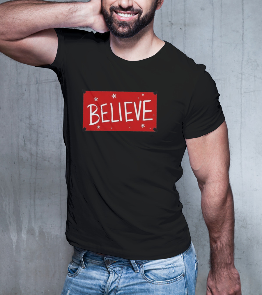 Believe Red Christmas Snowflakes T-Shirt